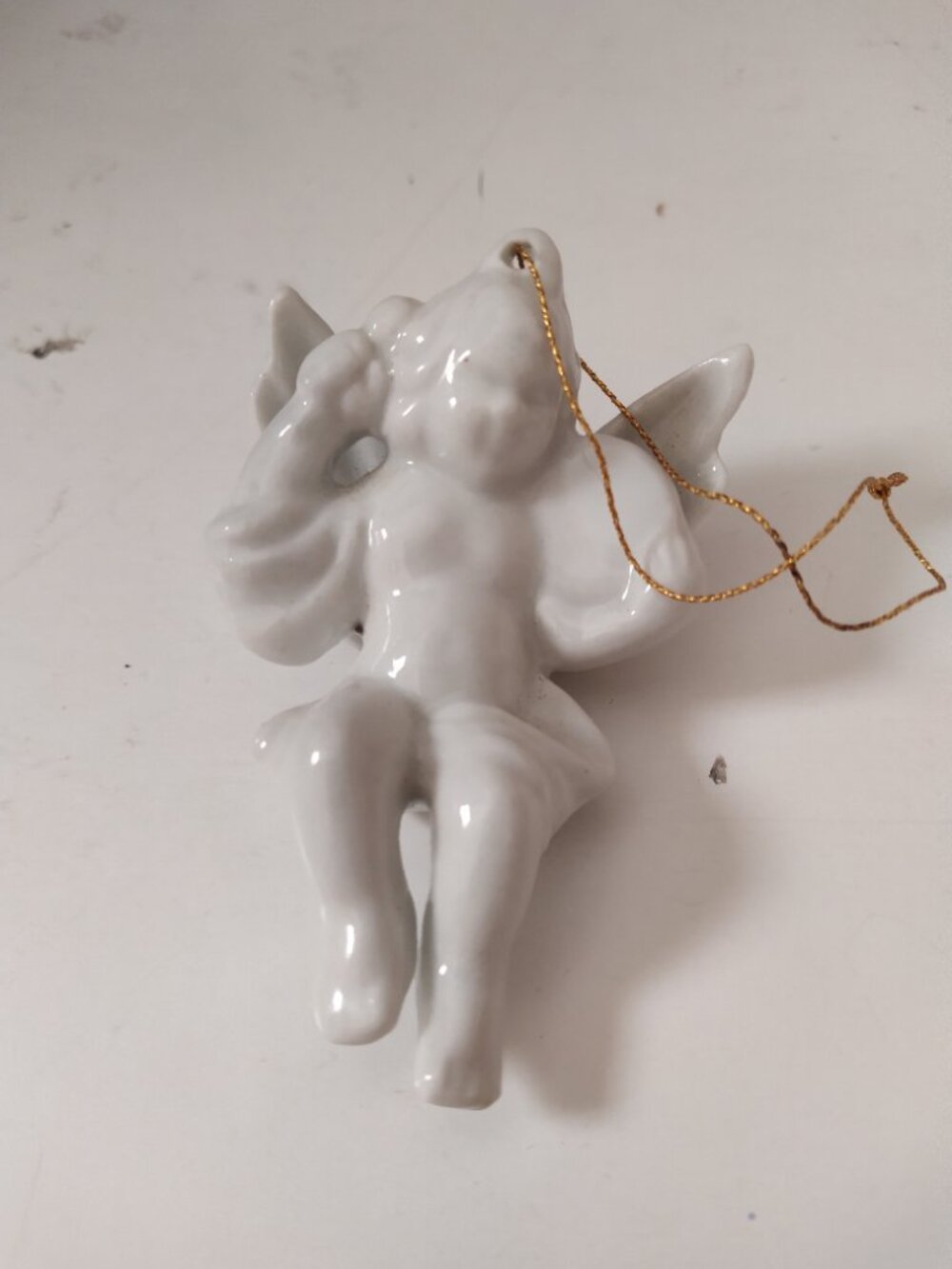 Vintage White Cherub Xmas Ornament